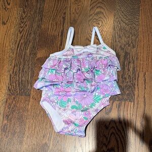 Janie and Jack Purple Floral Kids Swim One Piece